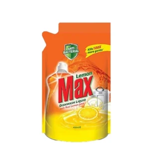Lemon Max Dishwash Liquid Lemon Pouch 450 Ml